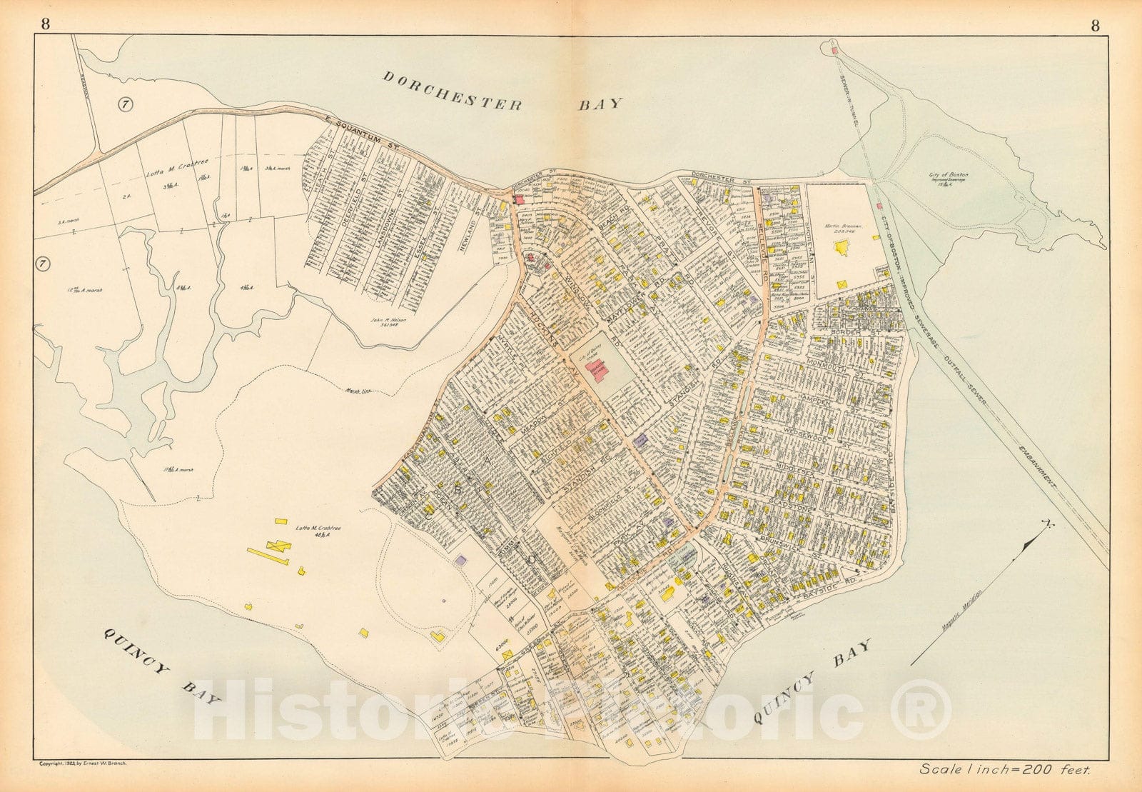 Historic Map : Atlas City of Quincy Norfolk County, Quincy 1923 Plate 008 , Vintage Wall Art