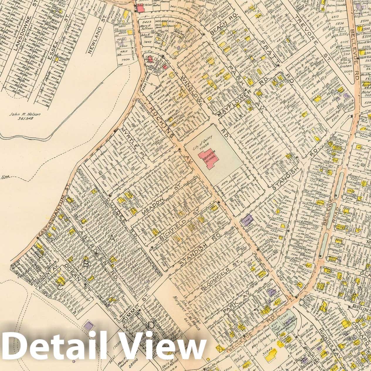 Historic Map : Atlas City of Quincy Norfolk County, Quincy 1923 Plate 008 , Vintage Wall Art