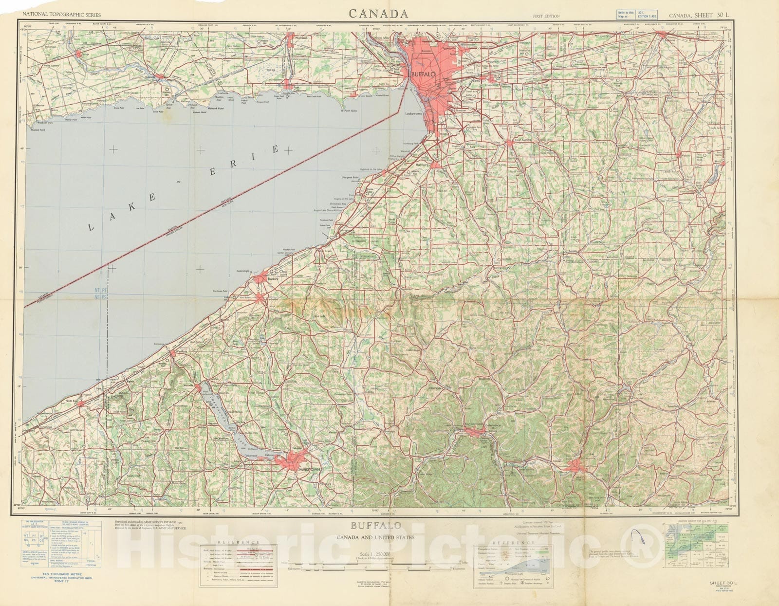 Historic Map : Buffalo 1958 Topographic Map , Vintage Wall Art