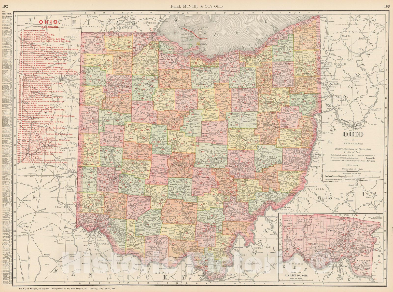 Historic Map : Ohio 1903 , Rand McNally Business Atlas , Vintage Wall Art