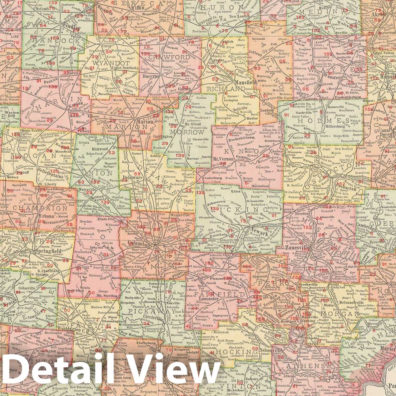 Historic Map : Ohio 1903 , Rand McNally Business Atlas , Vintage Wall Art