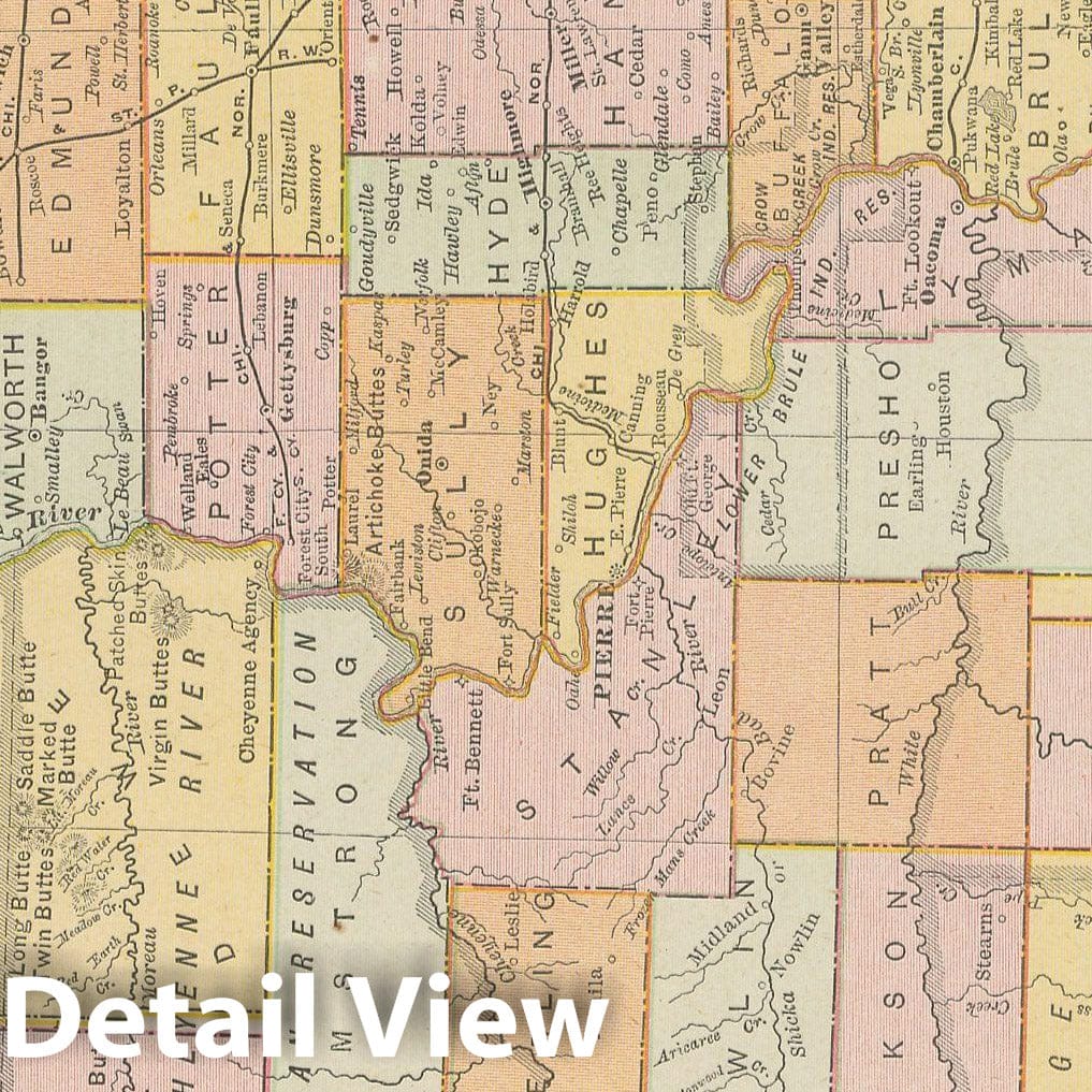 Historic Map : South Dakota 1900 , Universal Atlas World , Vintage Wall Art
