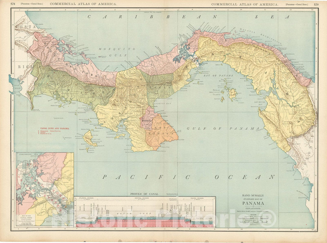Historic Map : Commercial Atlas of America, 56th Edition, Panama 1925 , Vintage Wall Art