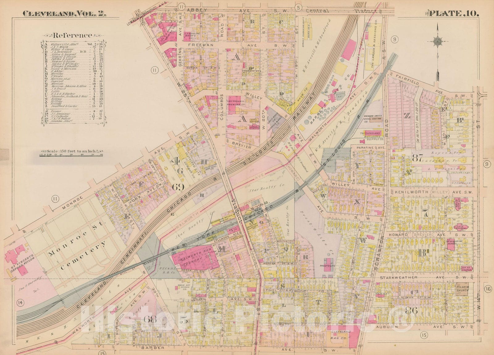 Historic Map : Plat Book of The City of Cleveland, Vol. Two, 1912 Plate 010 , Vintage Wall Art