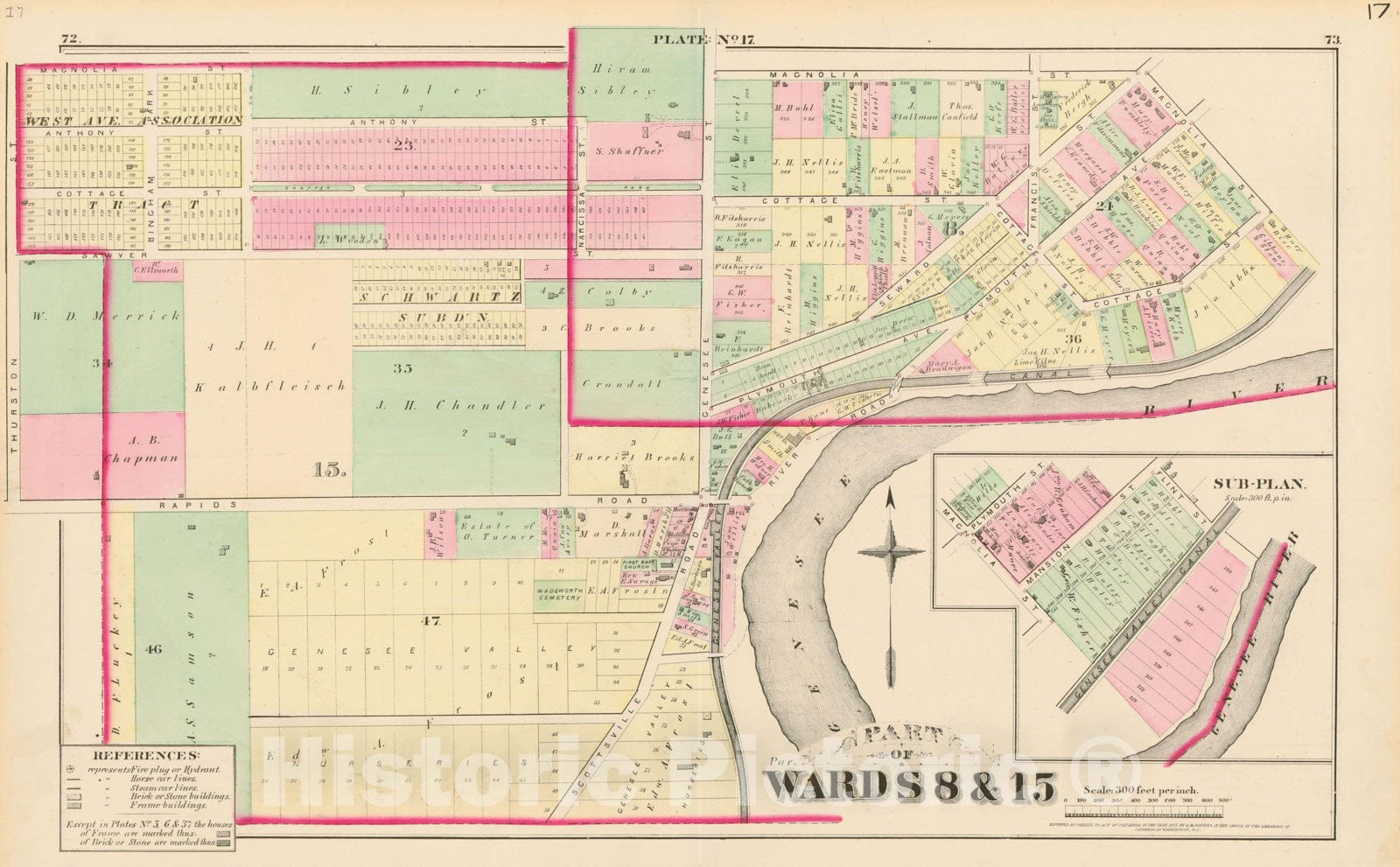 Historic Map : Atlas of Rochester, NY, Rochester 1875 Plate 017 , Vintage Wall Art