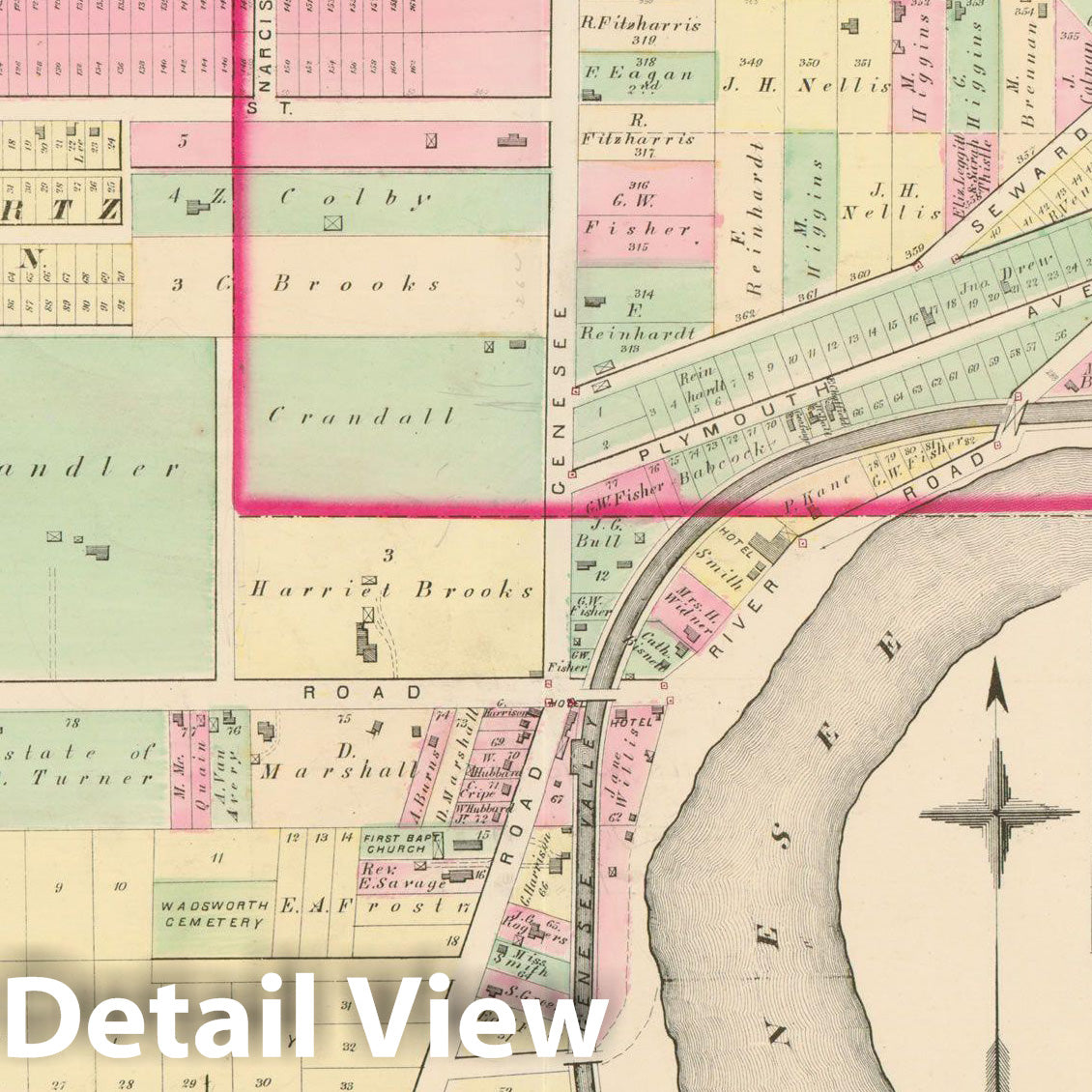 Historic Map : Atlas of Rochester, NY, Rochester 1875 Plate 017 , Vintage Wall Art