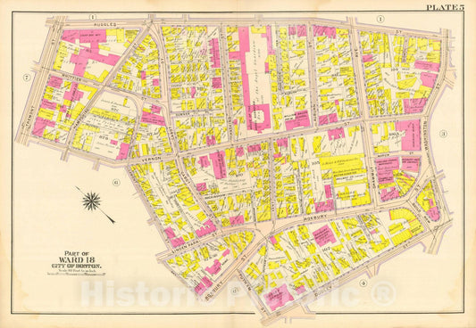 Historic Map : Atlas City of Boston, Roxbury, Roxbury 1906 Plate 005 , Vintage Wall Art