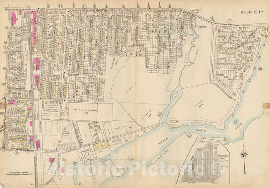 Historic Map : Atlas City of Springfield and the Town of Longmeadow 1920 Plate 012 , Vintage Wall Art