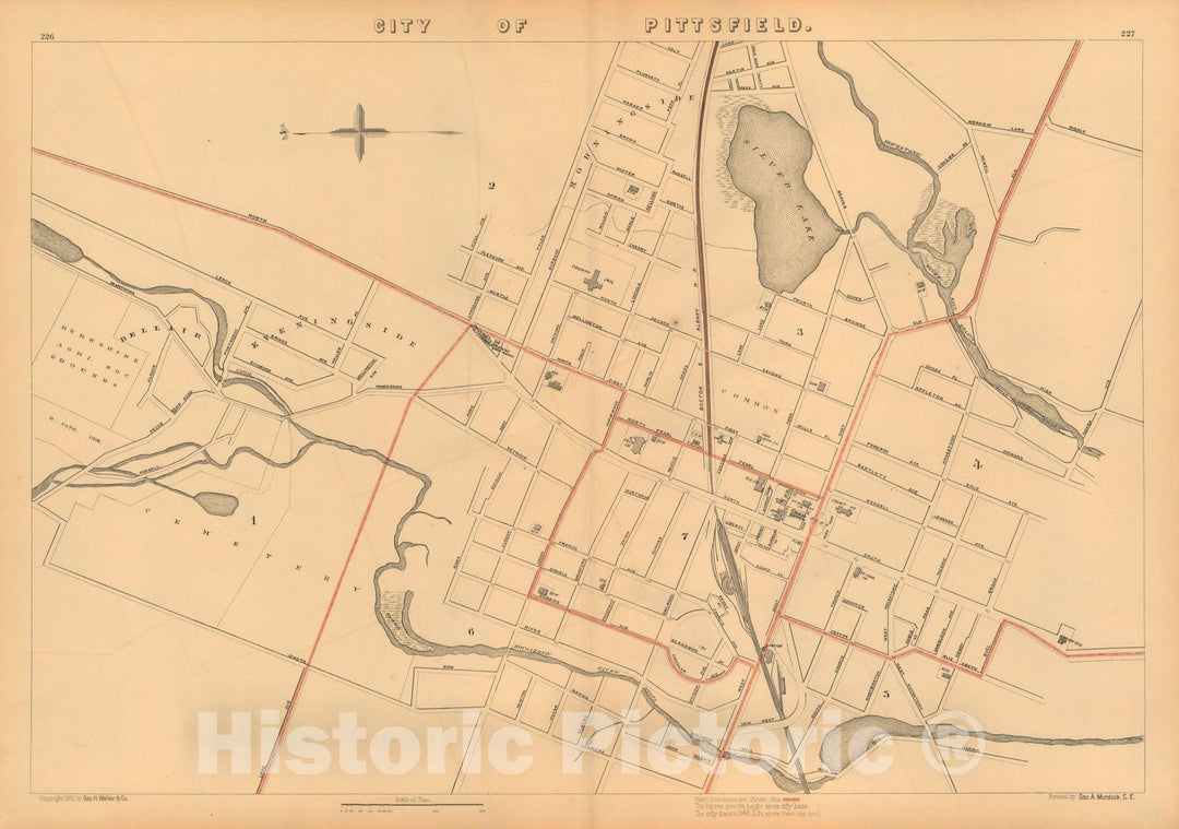 Historic Map : Atlas of Massachusetts, Pittsfield 1891 , Vintage Wall Art