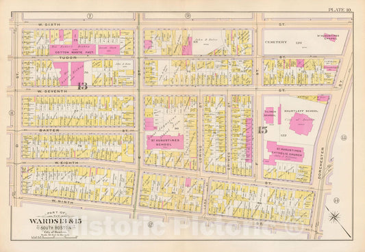 Historic Map : Atlas City of Boston, South Boston 1899 Plate 010 , Vintage Wall Art