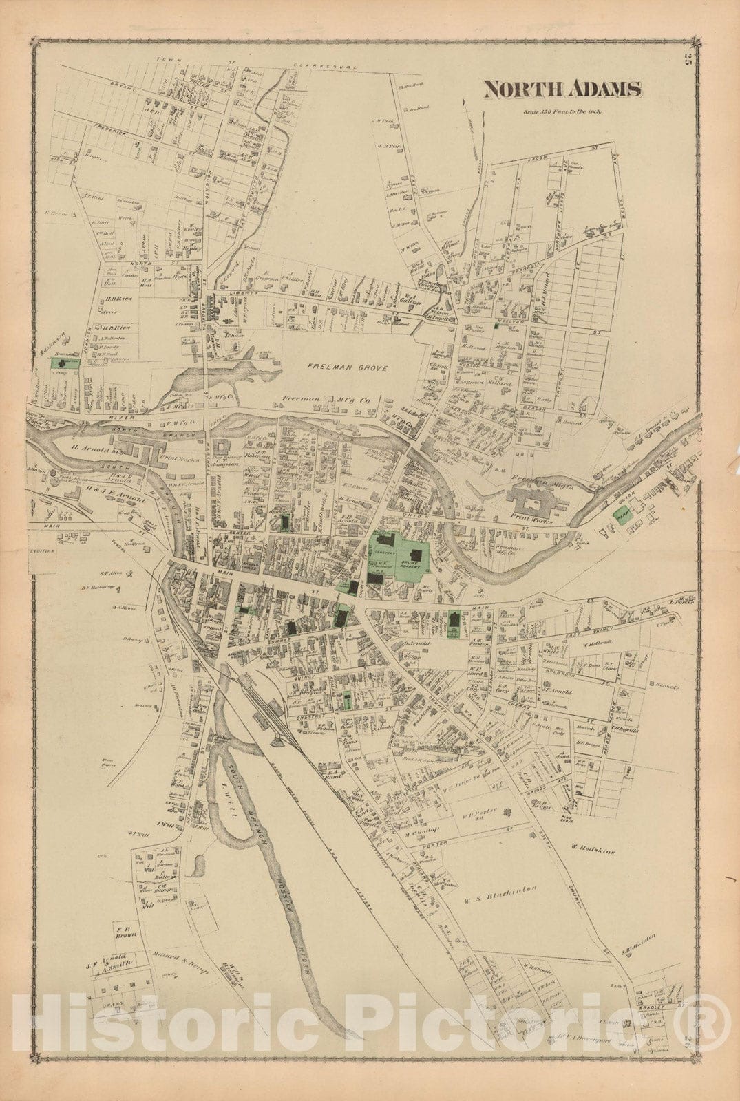 Historic Map : County Atlas of Berkshire County, North Adams 1876 , Vintage Wall Art