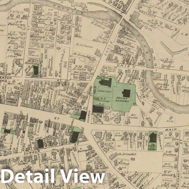 Historic Map : County Atlas of Berkshire County, North Adams 1876 , Vintage Wall Art