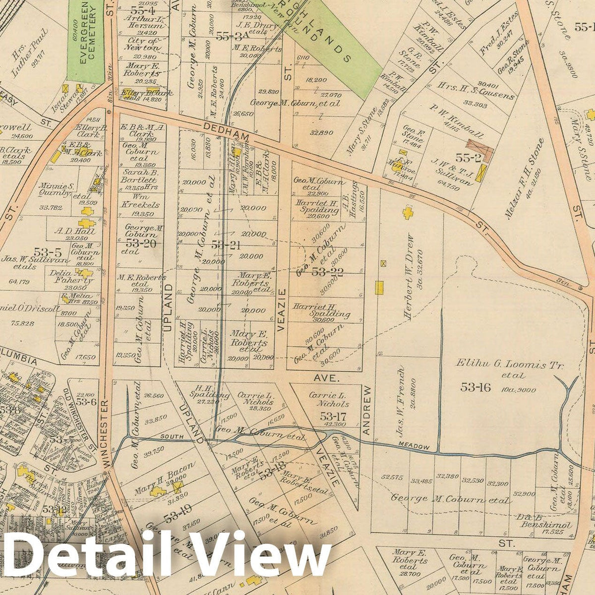 Historic Map : Atlas City of Newton Massachusetts 1917 Plate 024 , Vintage Wall Art