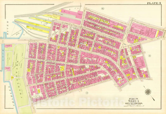 Historic Map : Atlas City of Boston, Boston Proper and Back Bay, Boston 1917 Plate 005 , Vintage Wall Art