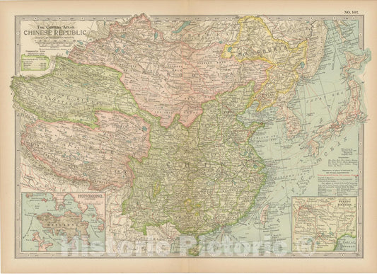 Historic Map : China & Mongolia & Japan & South Korea 1914 Century Atlas , Vintage Wall Art