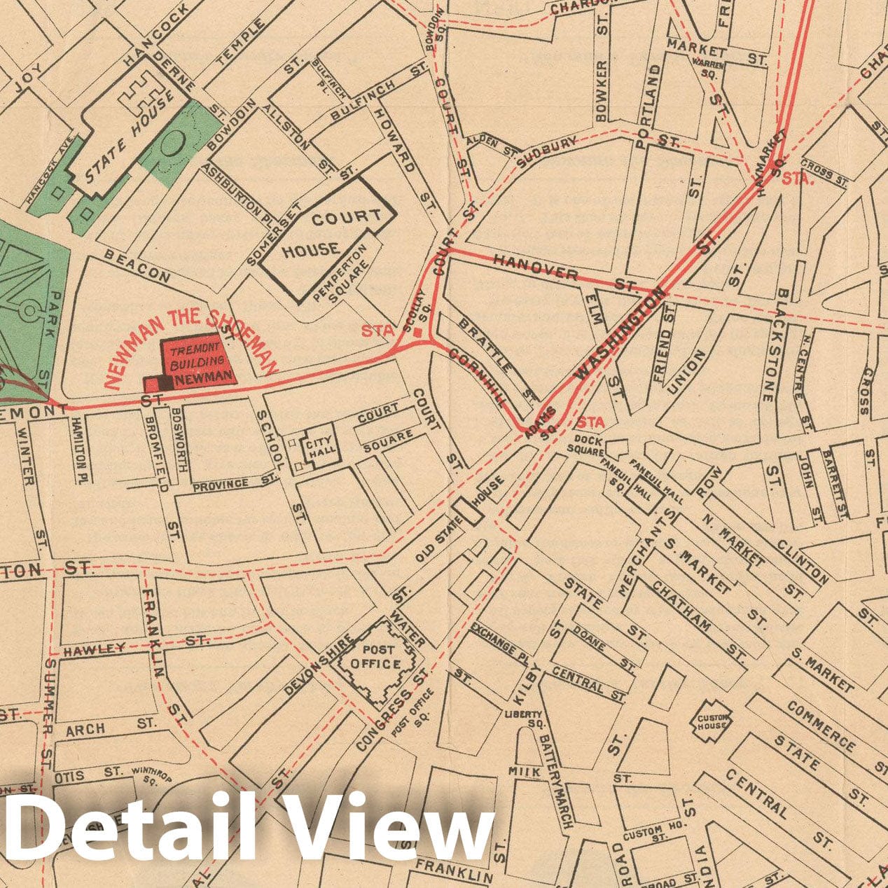 Historic Map : Boston Walker Pocket Maps, Newman the Shoeman Map of Downtown Boston 1899 , Vintage Wall Art