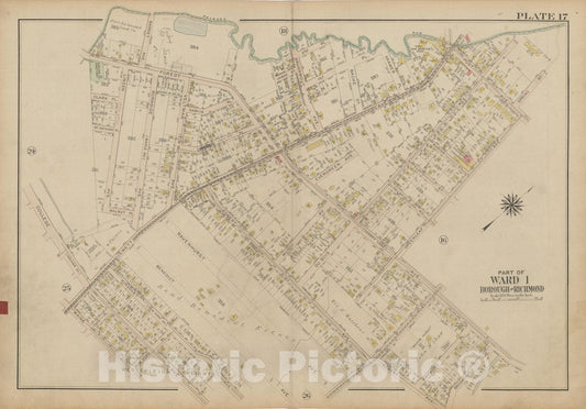 Historic Map : Atlas of Staten Island, Borough of Richmond, Vol 1, Staten Island 1917 Plate 017 , Vintage Wall Art