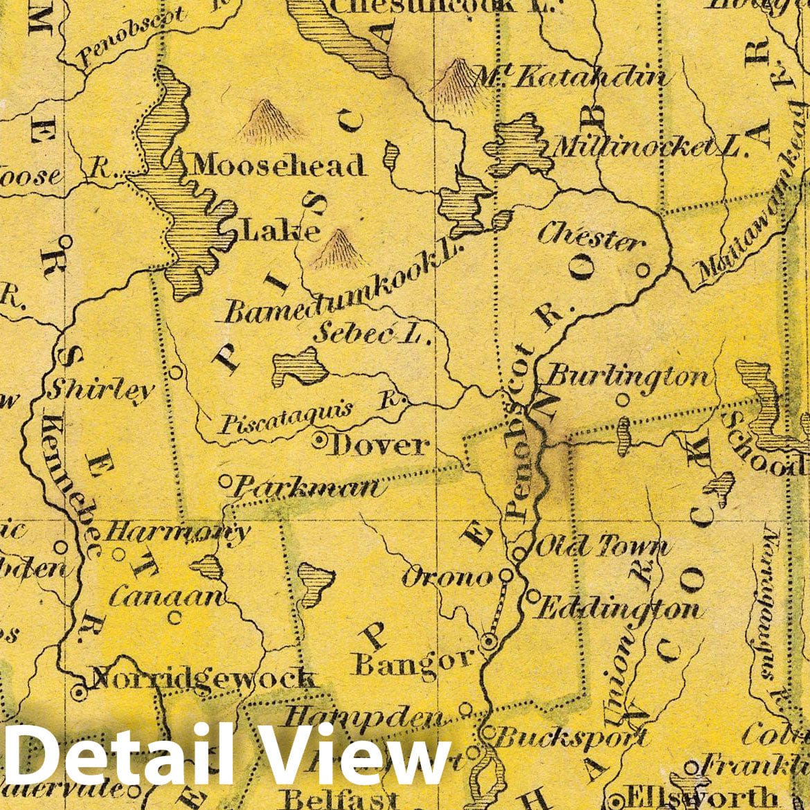 Historic Map : Maine 1852 , Vintage Wall Art