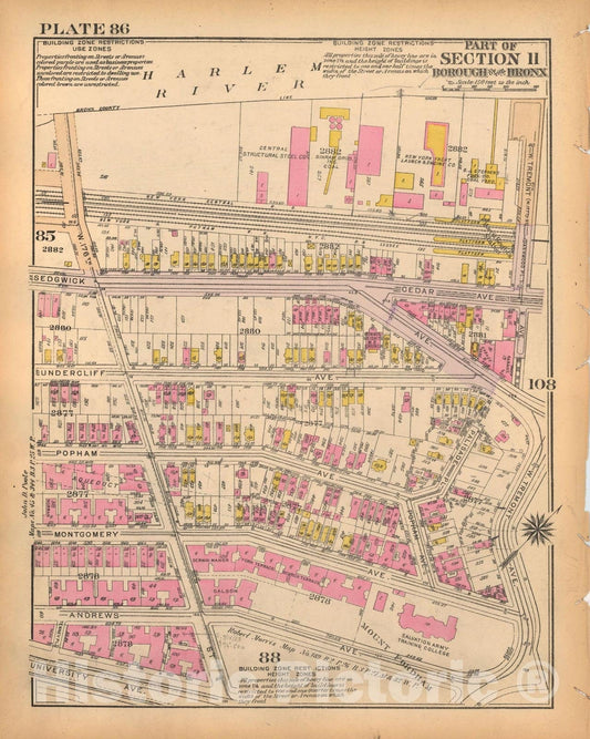 Historic Map : Borough of The Bronx, Sections 9-13, The Bronx 1928 Plate 086 , Vintage Wall Art