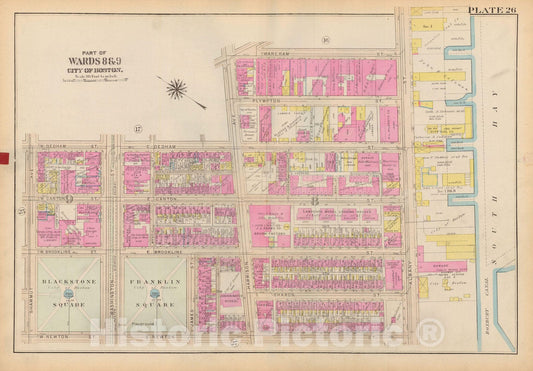 Historic Map : Atlas City of Boston: Boston Proper and Back Bay, Boston 1928 Plate 026 , Vintage Wall Art