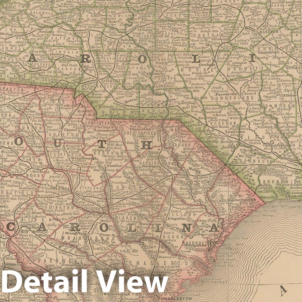 Historic Map : North Carolina & South Carolina 1877 Business Atlas , Vintage Wall Art