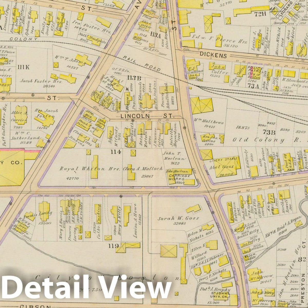 Historic Map : Atlas City of Boston, Vol. 5, Dorchester, Dorchester 1894 Plate 018 , Vintage Wall Art