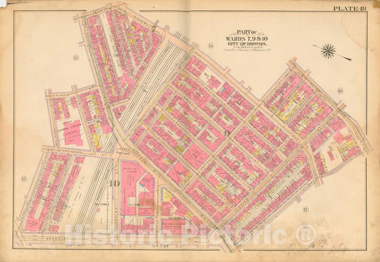 Historic Map : Atlas City of Boston, Boston 1912 Plate 018 , Vintage Wall Art