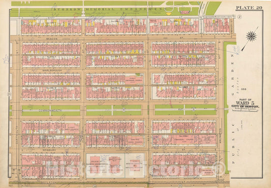 Historic Map : Atlas City of Boston, Boston 1938 Plate 020 , Vintage Wall Art