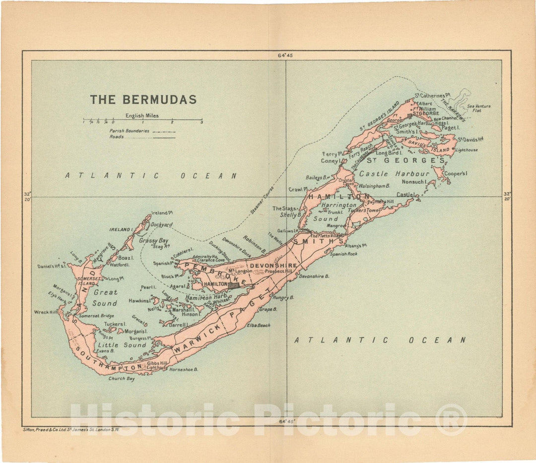 Historic Map : Pocket Guide to the West Indies, Bermuda 1927 , Vintage Wall Art