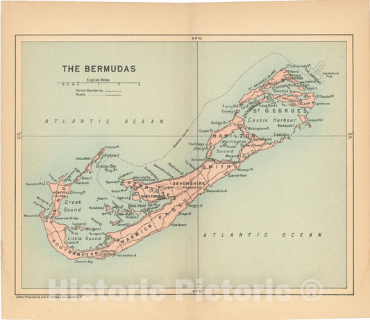 Historic Map : Pocket Guide to the West Indies, Bermuda 1927 , Vintage Wall Art