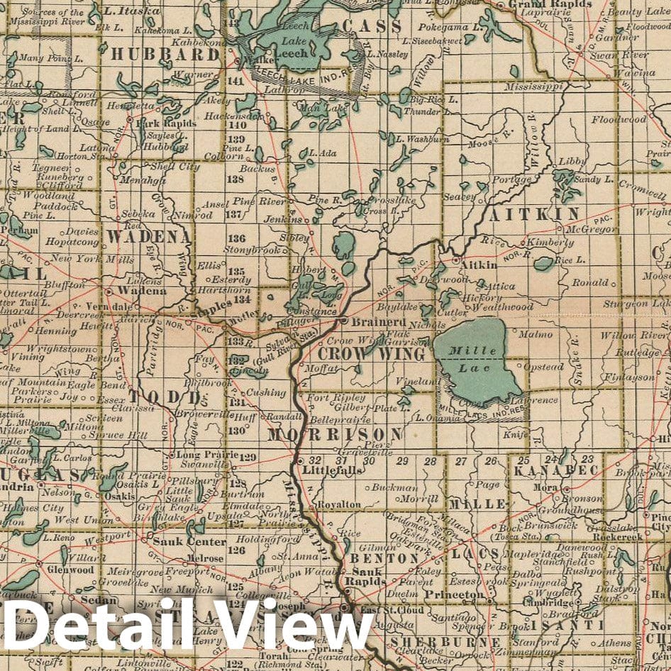 Historic Map : Minnesota 1897 , The Century Atlas World , Vintage Wall Art