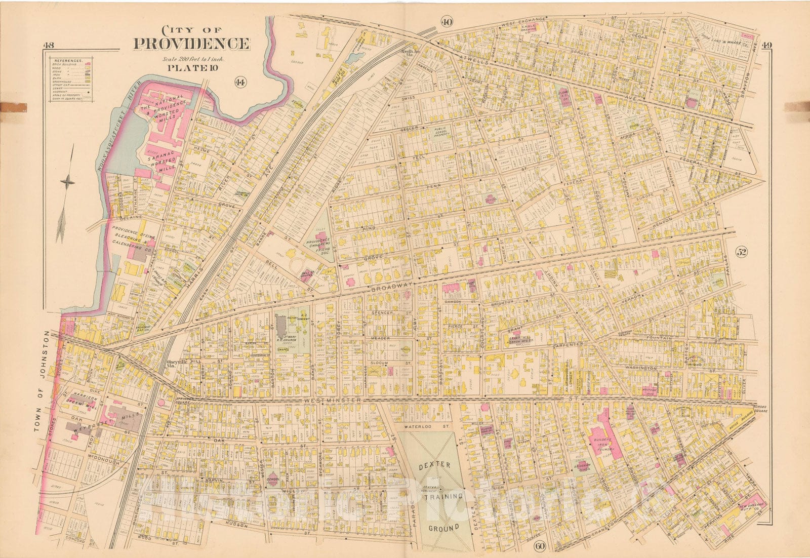 Historic Map : Atlas of Providence County, Providence 1895 Plate 010 , Vintage Wall Art