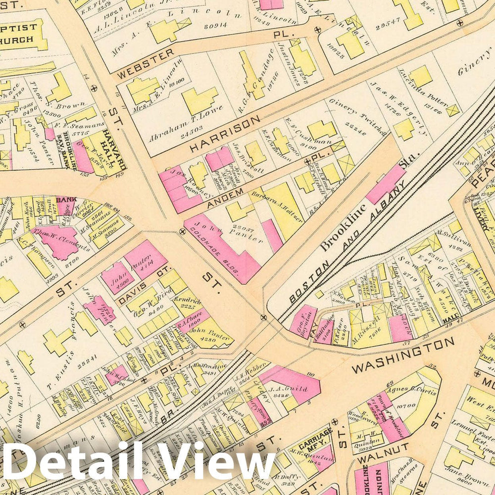 Historic Map : Atlas Town of Brookline, Brookline 1888 Plate K , Vintage Wall Art