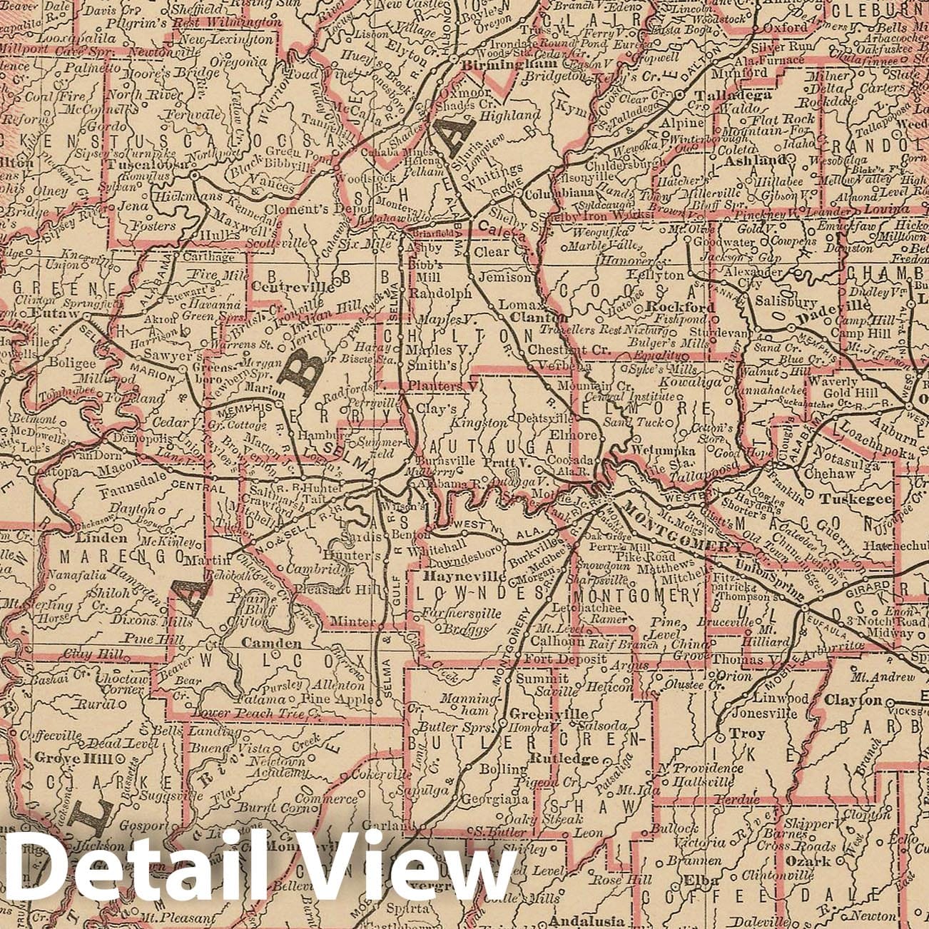 Historic Map : Alabama 1877 , Business Atlas of the USA , Vintage Wall Art