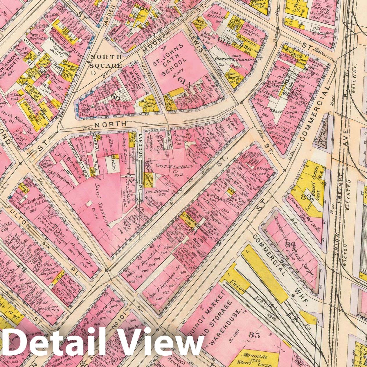 Historic Map : Atlas of Boston Proper, 1902 Plate 008 , Vintage Wall Art