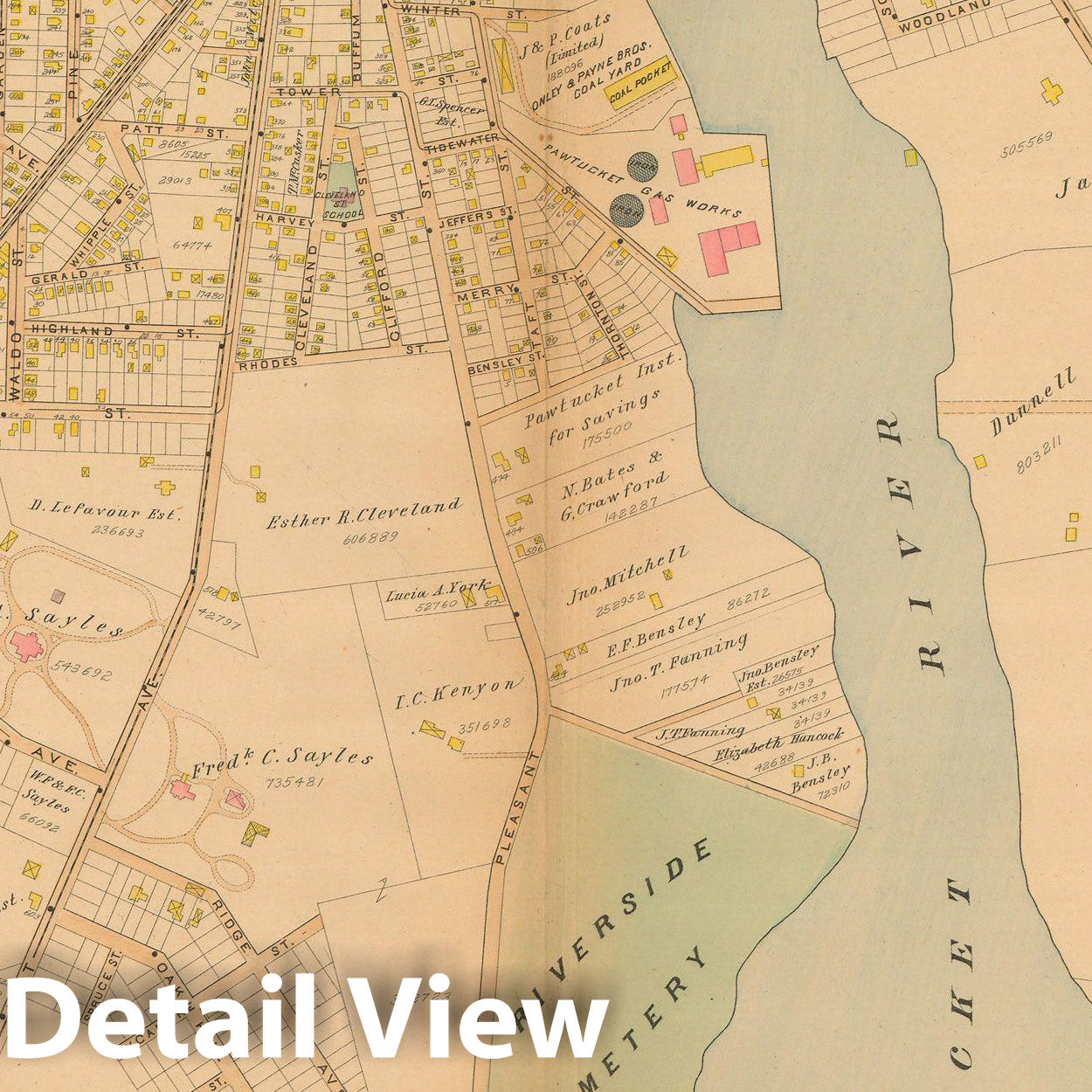 Historic Map : Atlas of Providence County (partial), Pawtucket 1895 Plate 002 , Vintage Wall Art