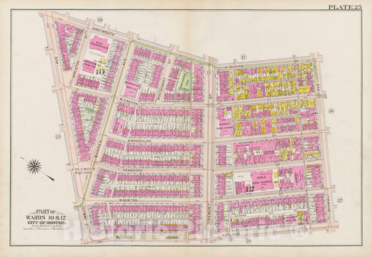 Historic Map : Atlas City of Boston: Boston Proper and Back Bay, Boston 1908 Plate 025 , Vintage Wall Art