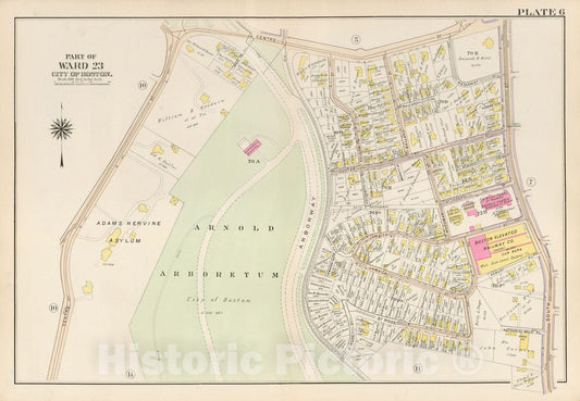 Historic Map : West Roxbury, & Roslindale, 1905 Plate 006 , Vintage Wall Art