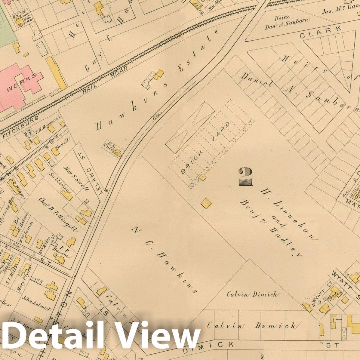 Historic Map : Atlas of Somerville Massachusetts, Somerville 1884 Plate 008 , Vintage Wall Art