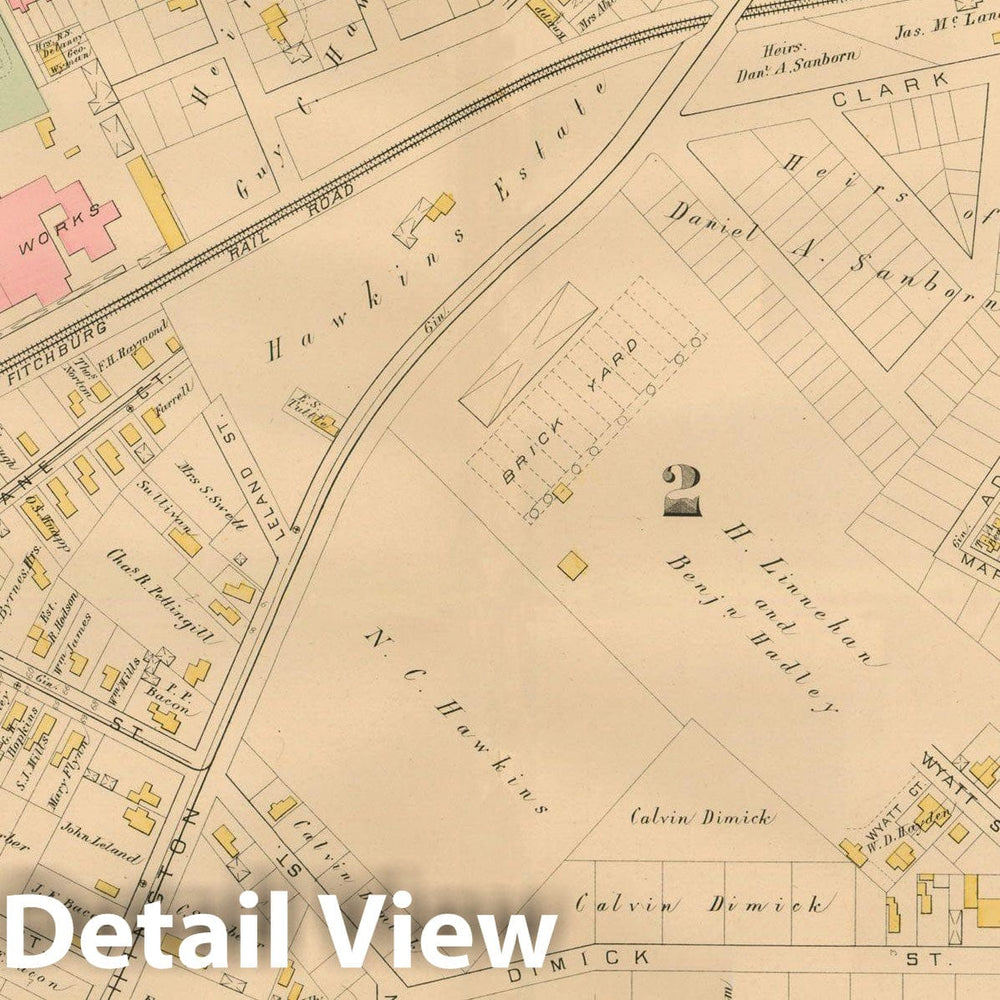 Historic Map : Atlas of Somerville Massachusetts, Somerville 1884 Plate 008 , Vintage Wall Art