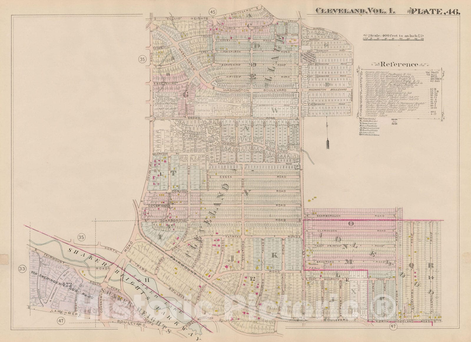 Historic Map : Plat Book of The City of Cleveland, Vol. One, 1912 Plate 046 , Vintage Wall Art