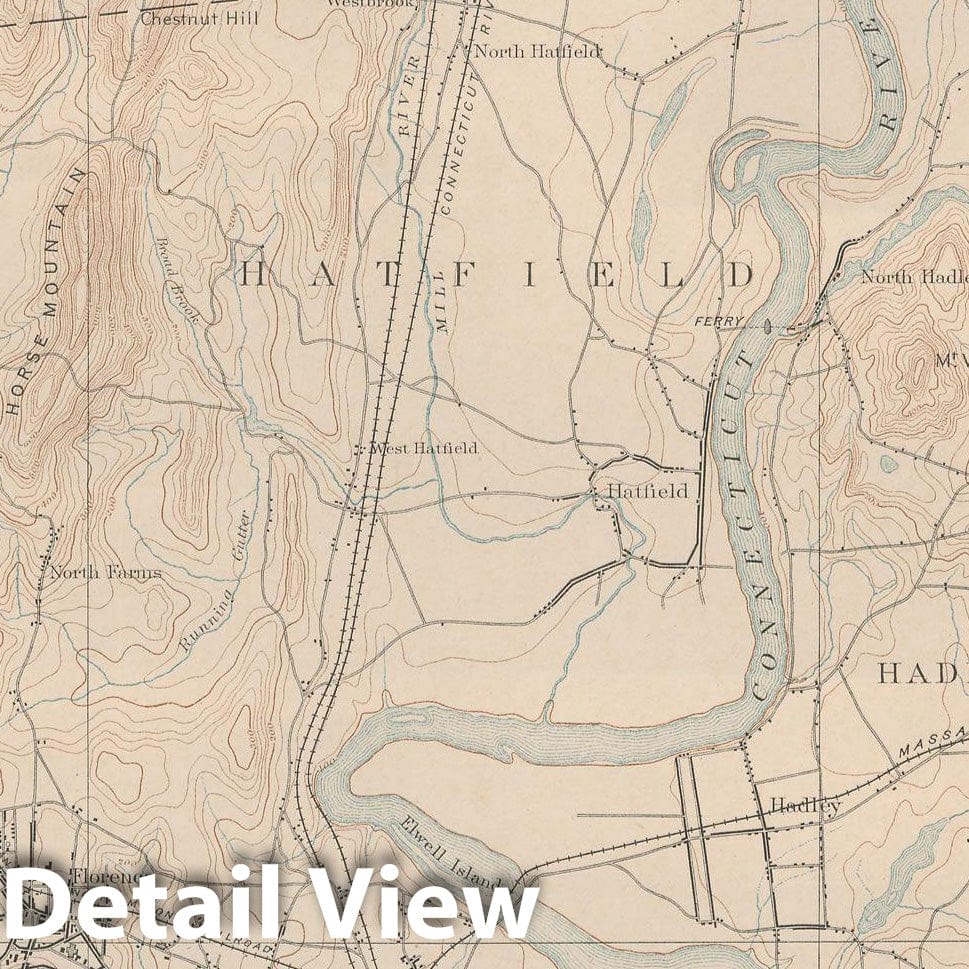 Historic Map : Atlas of Massachusetts, Amherst & Hatfield & Northampton & Sunderland & Whately 1890 Page 11 , Vintage Wall Art