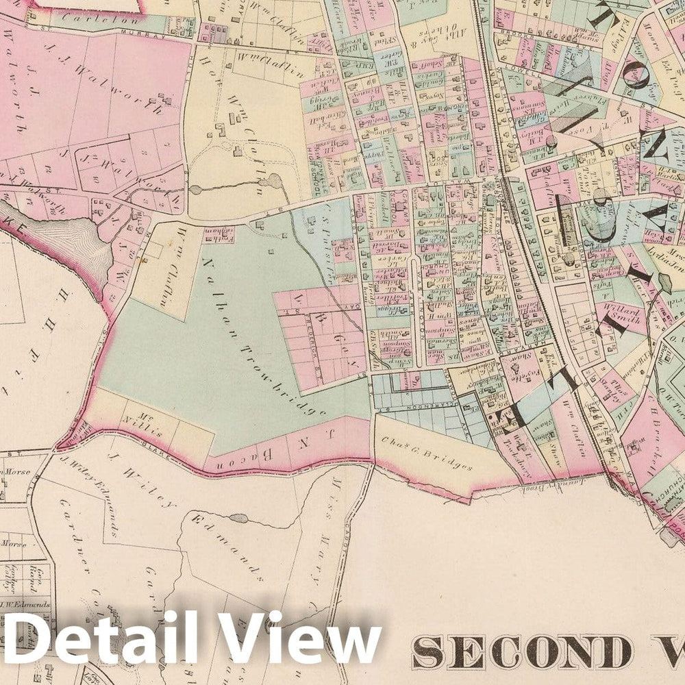 Historic Map : City of Newton, Middlesex County, Newton 1874 Plate N , Vintage Wall Art