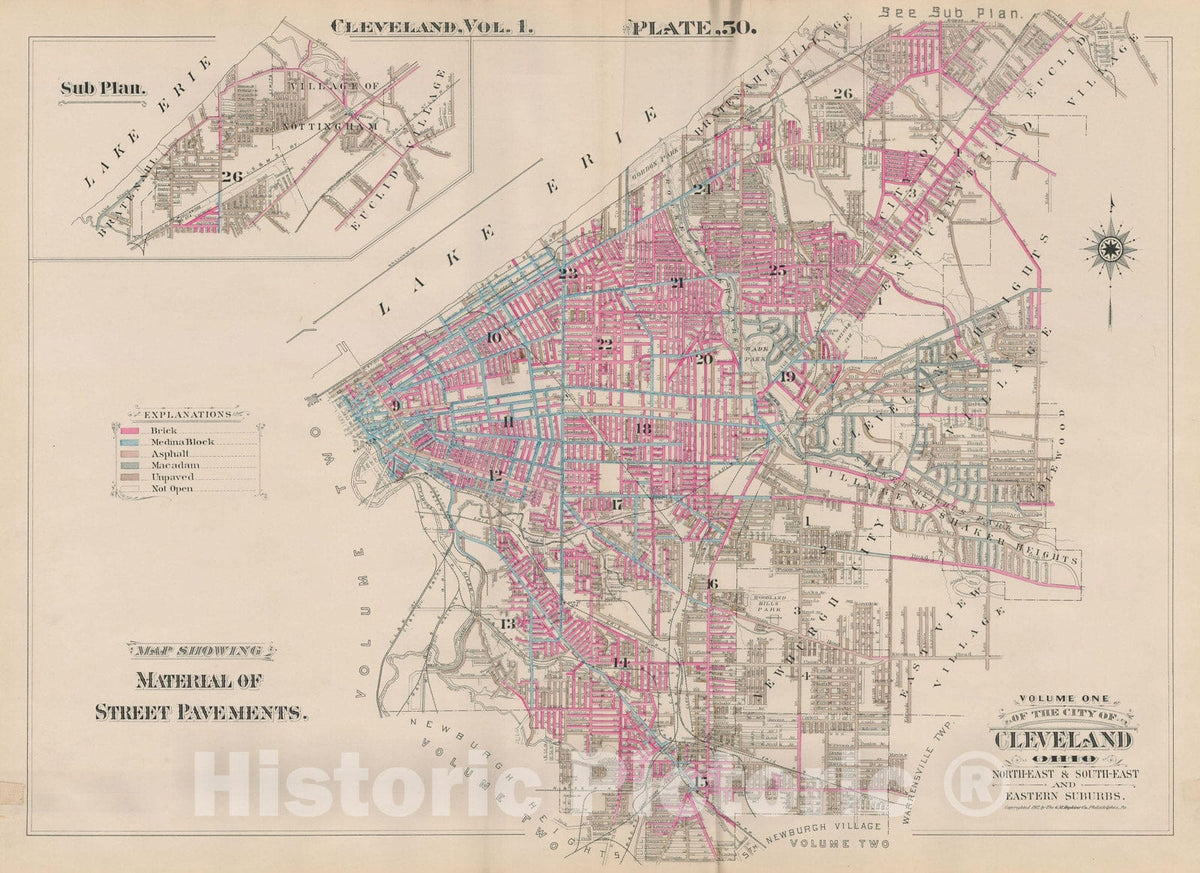 Historic Map : Plat Book of The City of Cleveland, Vol. One, Cleveland 1912 Plate 050 , Vintage Wall Art
