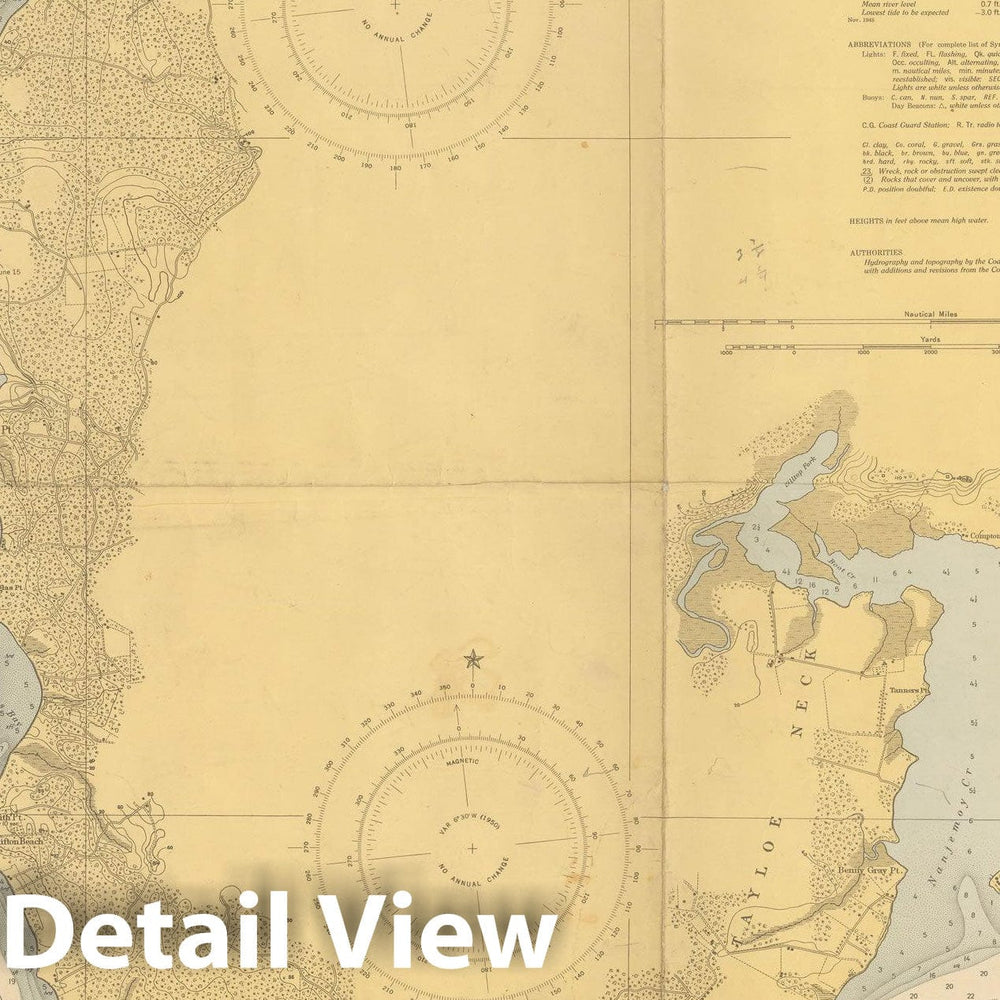 Historic Map : Coastal Charts - MAine Virginia: Potomac R from Lower Cedar Pt to Mattawoman 1950 , Vintage Wall Art