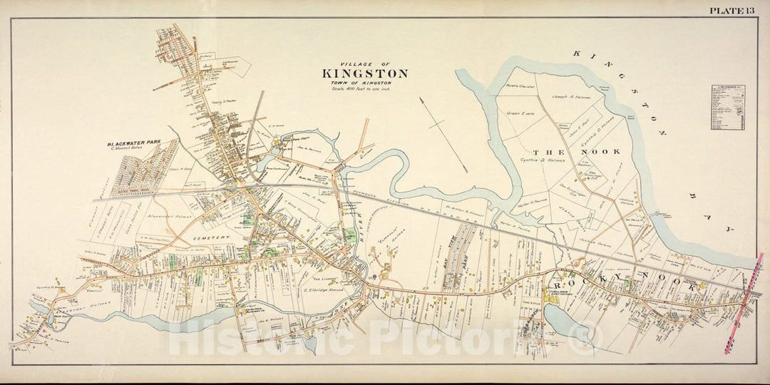 Historic Map : MA, Kingston 1903 Plate 013 , New Topographical Atlas of Surveys of Plymouth County ... , Vintage Wall Art