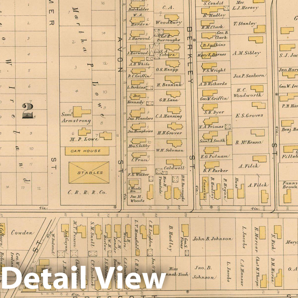 Historic Map : Atlas of Somerville Massachusetts, Somerville 1884 Plate 005 , Vintage Wall Art
