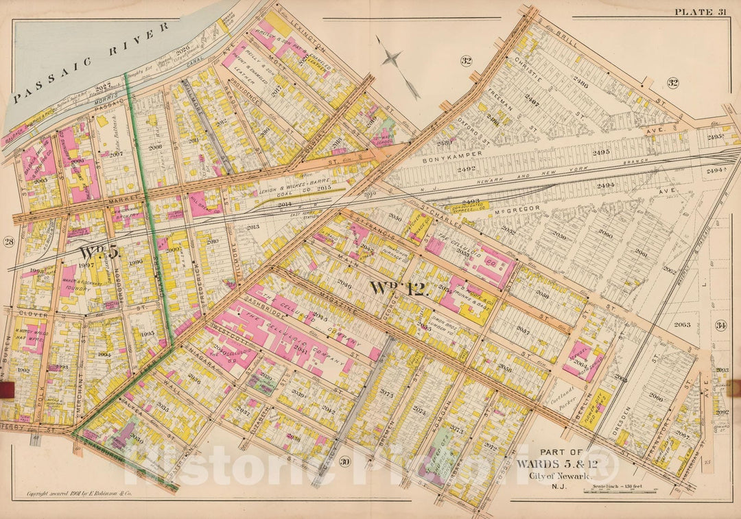 Historic Map : Atlas City of Newark, Newark 1901 Plate 031 , Vintage Wall Art