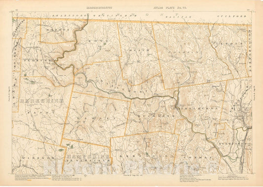 Historic Map : Ashfield & Buckland & Florida & Greenfield & Heath & Monroe & Rowe & Savoy & Shelburne 1908 Plate 024 , Topographical Atlas of Massachusetts , Vintage Wall Art