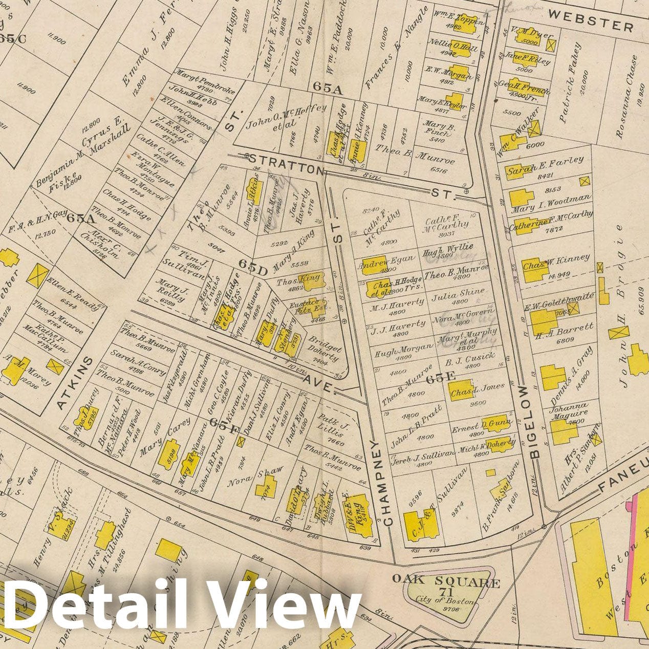 Historic Map : Atlas City of Boston Ward 25 Brighton, Brighton 1909 Plate 001 , Vintage Wall Art